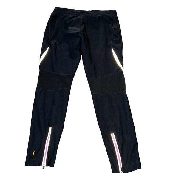 Lucy athletic leggings black ankle zip reflective draw string ankle SZ MD gym - Picture 3 of 9